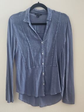 Lucky Brand Women's Lightweight Button-Front Blue Long-Sleeve Top